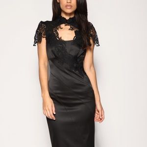 Black Satin Lace pencil dress